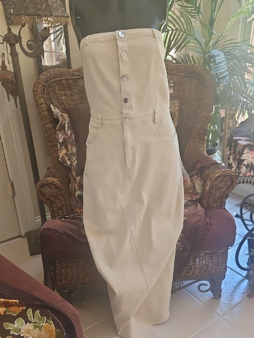 Fashion Nova Strapless Beige/Tan Maxi Dress